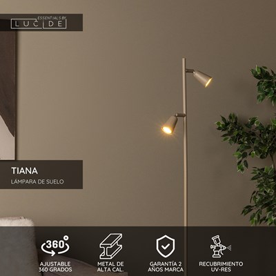 Lucide TIANA - Lámpara de suelo - 2xGU10 - Taupe | Essential